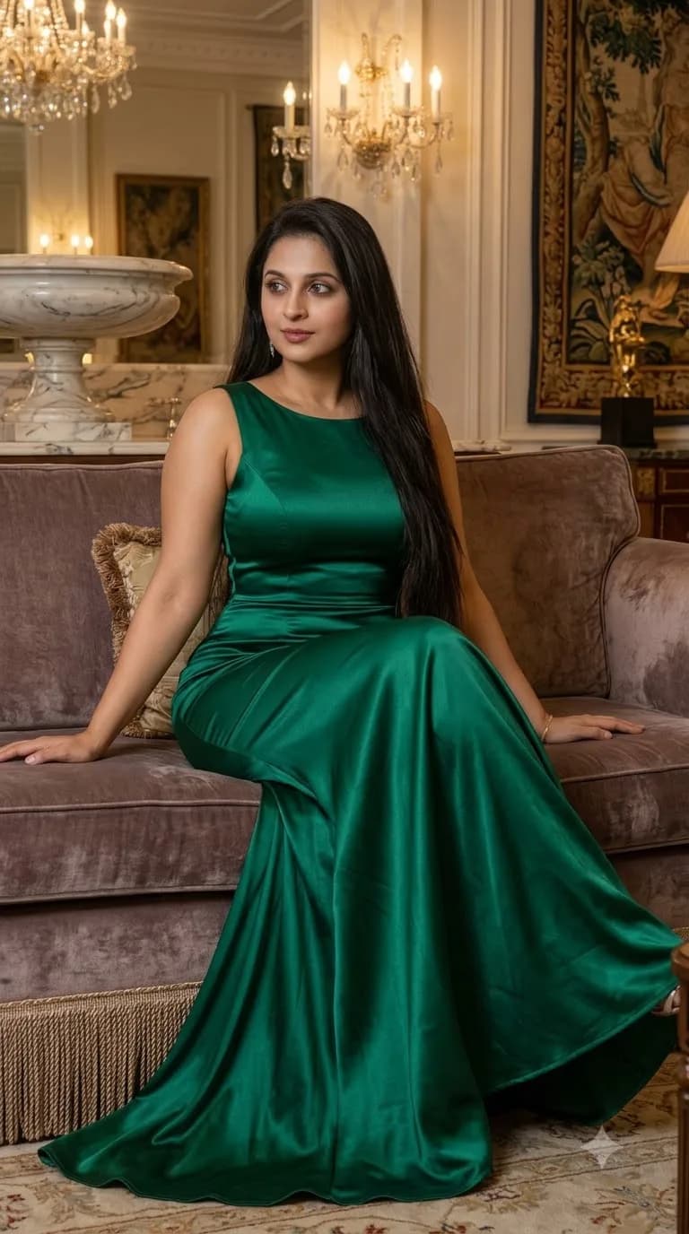 Indian Girl Sleeveless Gown AI Prompt