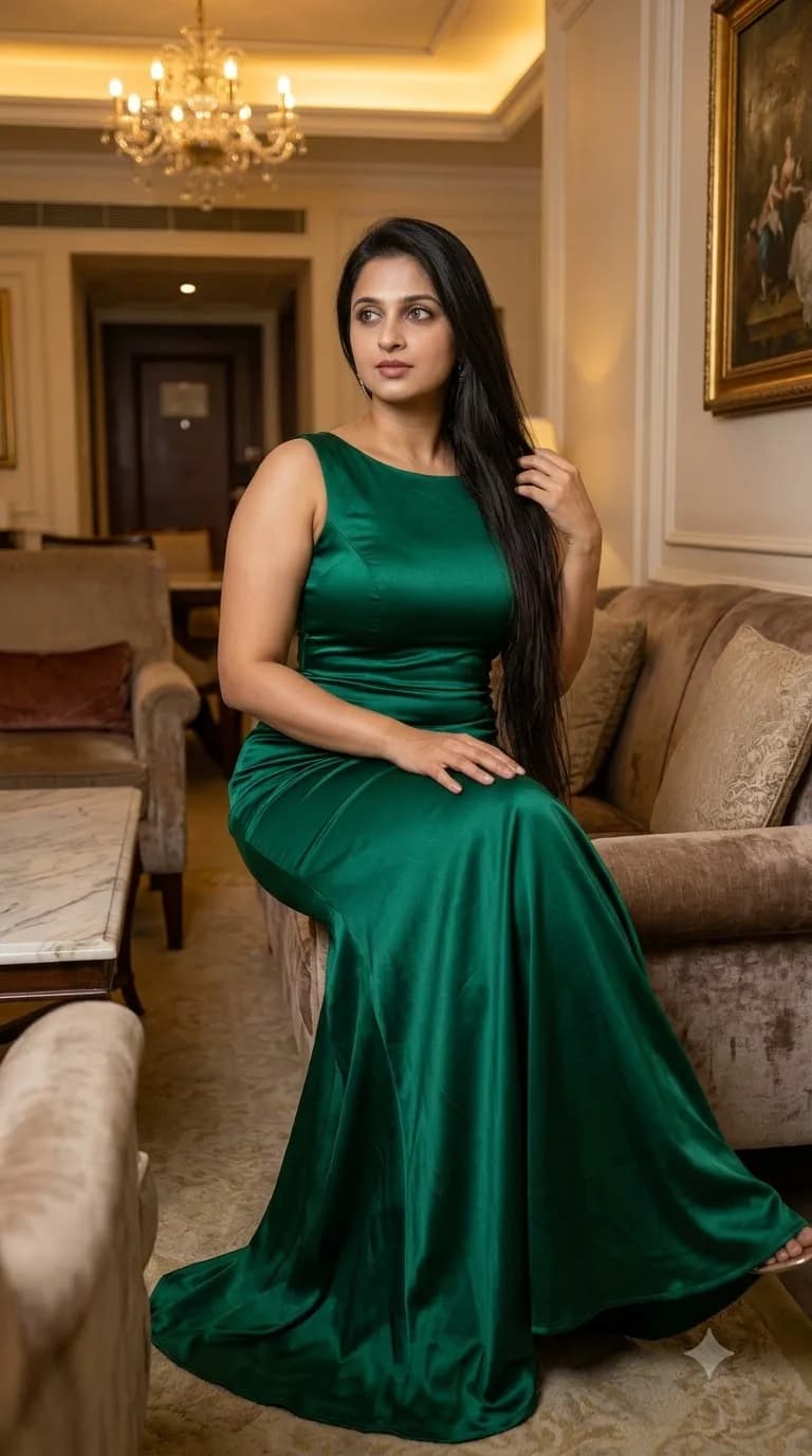 Indian Girl Sleeveless Gown AI Prompt