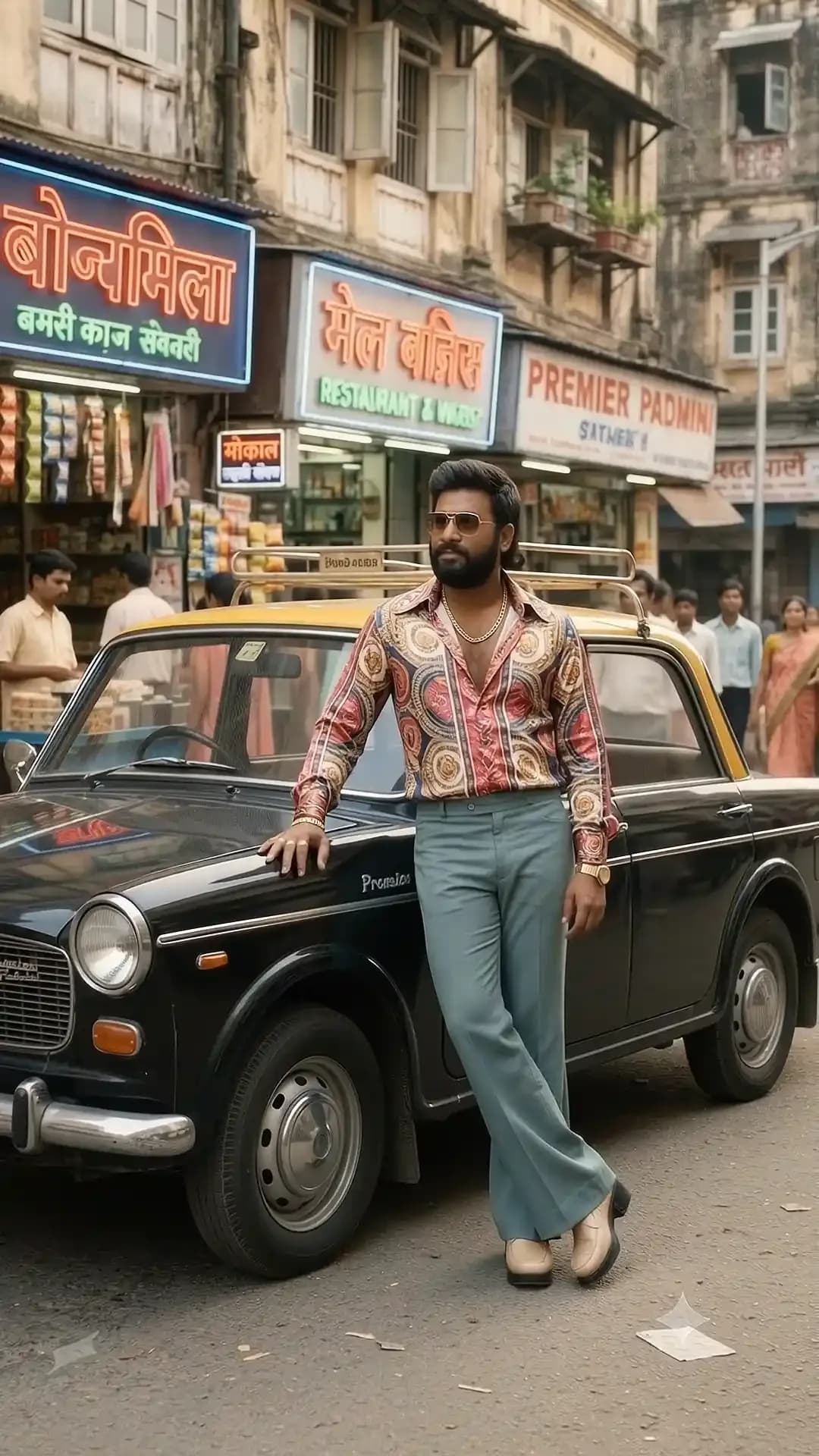 Authentic 1980s Bollywood film scene