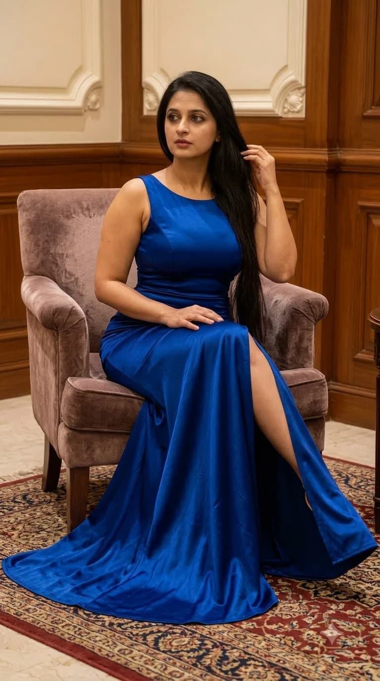 Indian Girl Sleeveless Gown AI Prompt