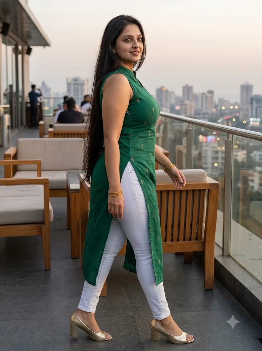 Modern Indian Girl Sleeveless Tight Outfit Prompt