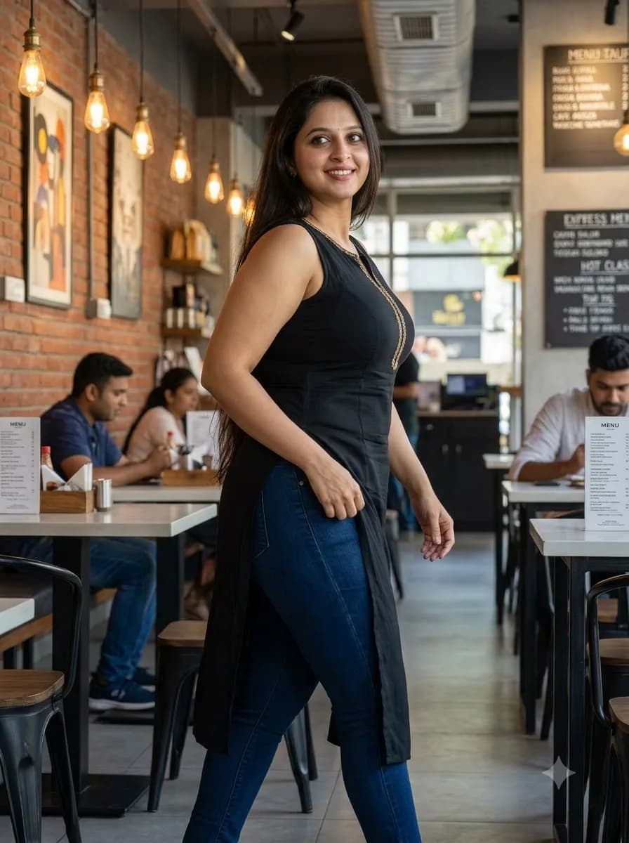 Modern Indian Girl Sleeveless Tight Outfit Prompt
